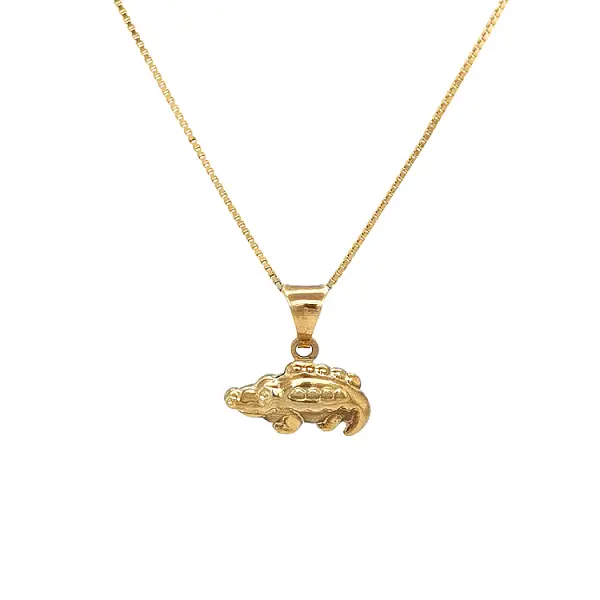 Gold Crocodile Pendant