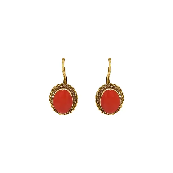Gold Earrings with Coral