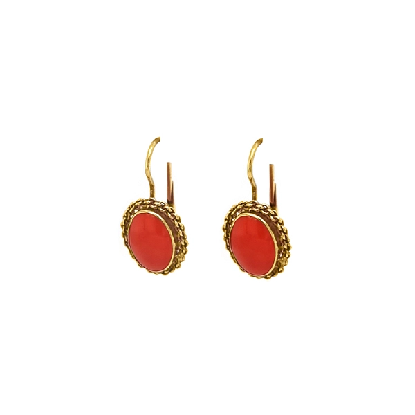 Gold Earrings with Coral