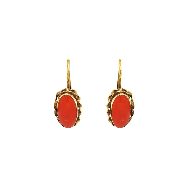 Gold Earrings with Coral