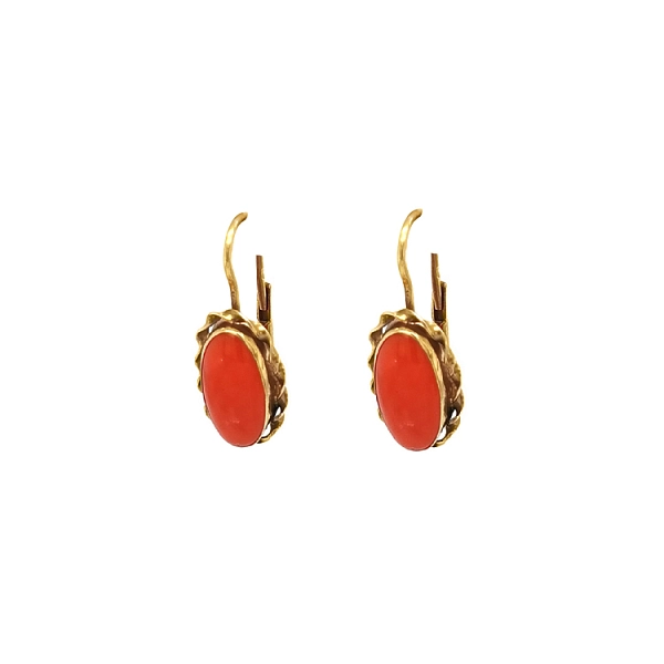 Gold Earrings with Coral