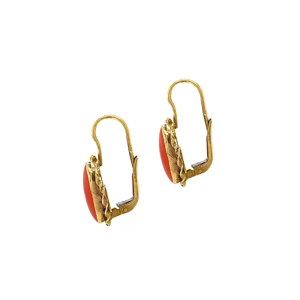 Gold Earrings with Coral