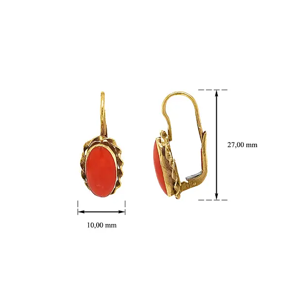 Gold Earrings with Coral