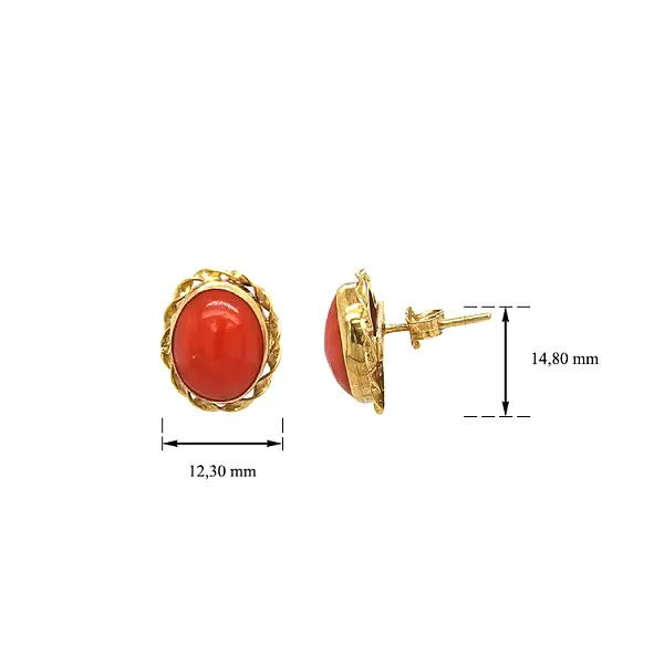 Gold Earrings with Coral