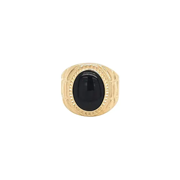 Gold Men's Sealing Ring with Onyx