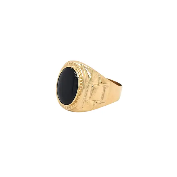 Gold Men's Sealing Ring with Onyx