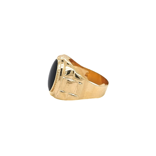 Gold Men's Sealing Ring with Onyx