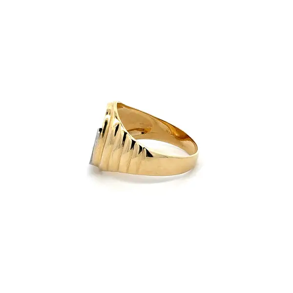 Men's Ring with Zircon made of Combination Gold