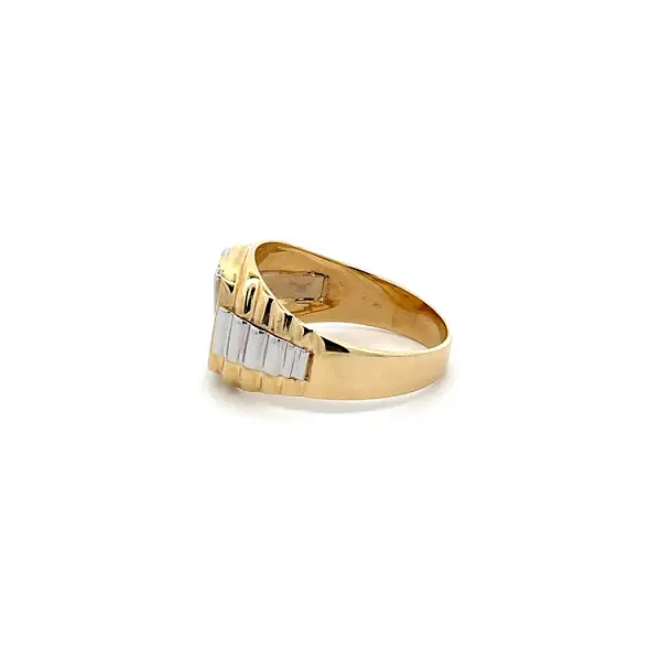 Men's Ring with Zircon made of Combination Gold