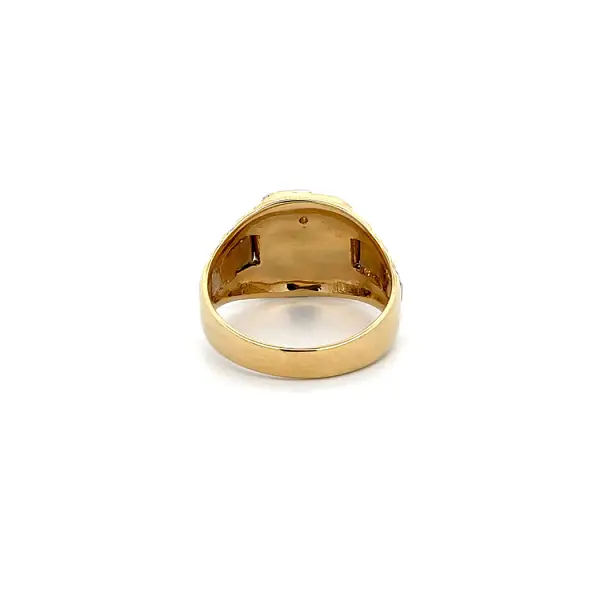 Men's Ring with Zircon made of Combination Gold