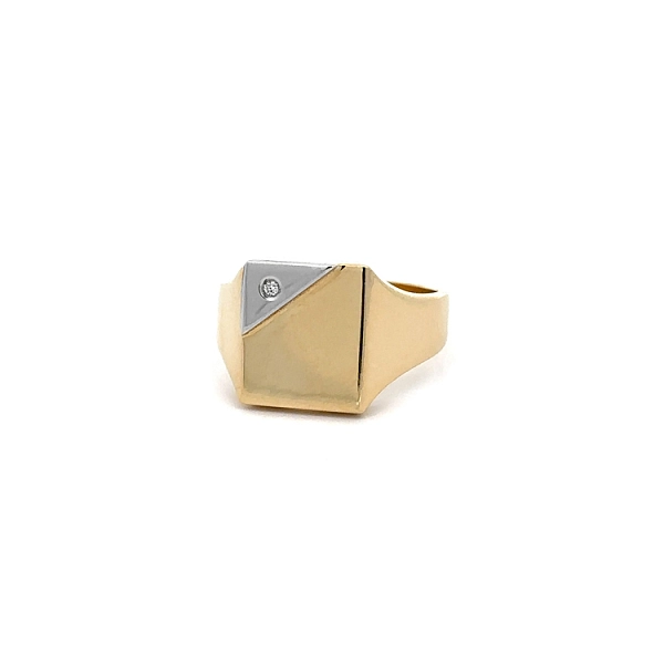 Men's Ring with Zircon made of Combination Gold