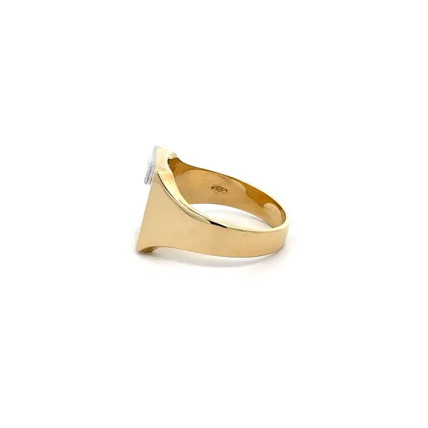 Men's Ring with Zircon made of Combination Gold