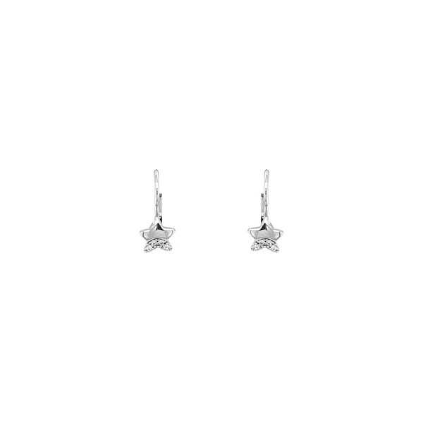 Gold Baby Earrings with Stars and Zircones