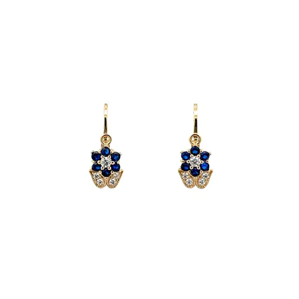 Golden Children's Earrings with Sapphires