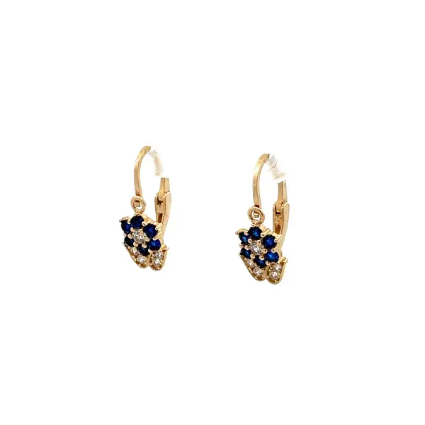 Golden Children's Earrings with Sapphires