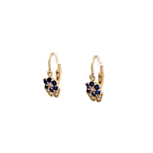 Golden Children's Earrings with Sapphires