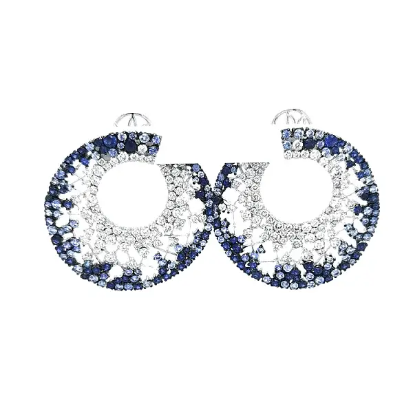Gold Earrings with Sapphires and Diamonds