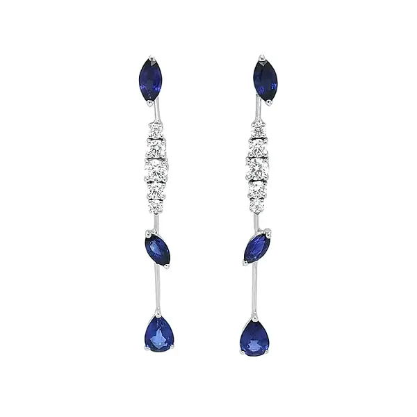 Gold Earrings with Sapphires and Diamonds