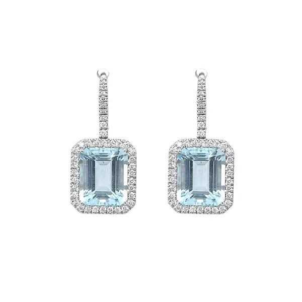 Gold Earrings Crivelli with Aquamarines and Diamonds