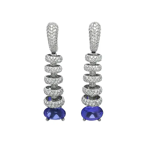 Gold Earrings with Tanzanite and Diamonds