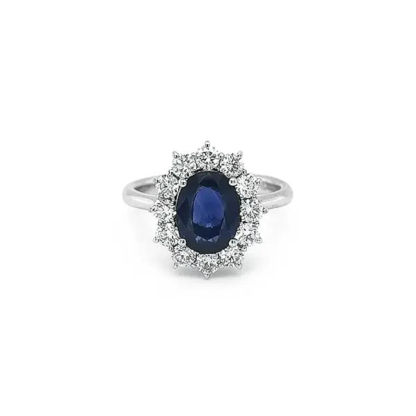 Gold Ring with Sapphire and Diamonds