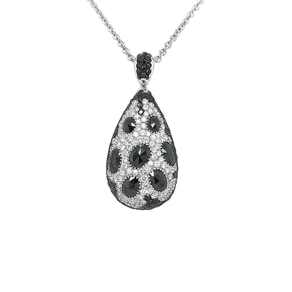 Gold Pendant with Black and White Diamonds
