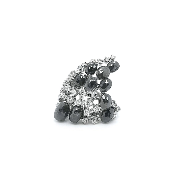 Gold Ring with Grey and White Diamonds