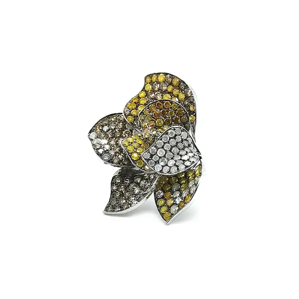 Gold Ring with Colored Diamonds