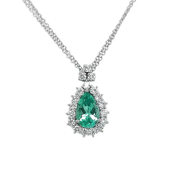 Gold Pendant with Emerald and Diamonds
