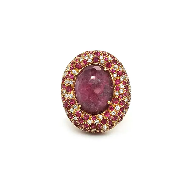 Gold Ring with Rubies and Diamonds