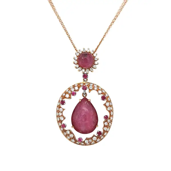 Gold Pendant with Rubies and Diamonds