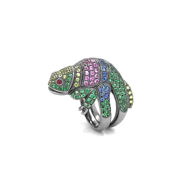 Gold Ring with Coloured Gems