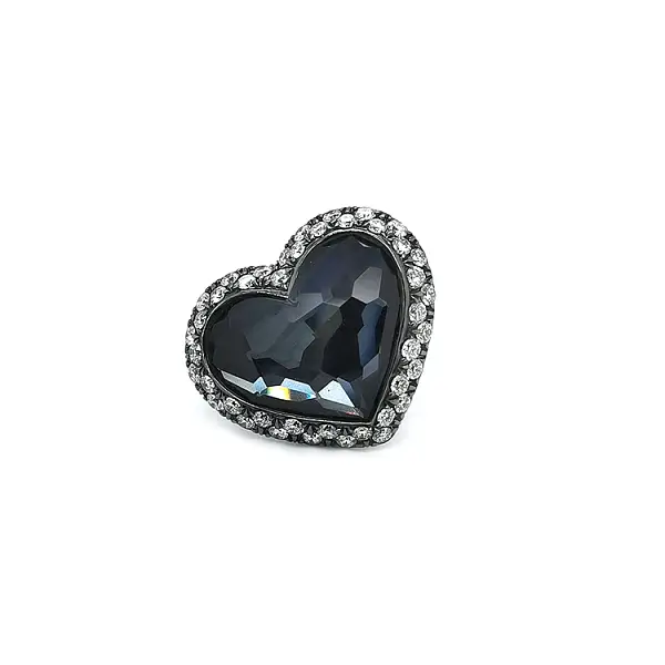 Gold Ring Crivelli with Hematite and Diamonds