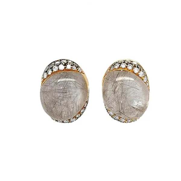 Gold Earrings with Venus Hair and Diamonds