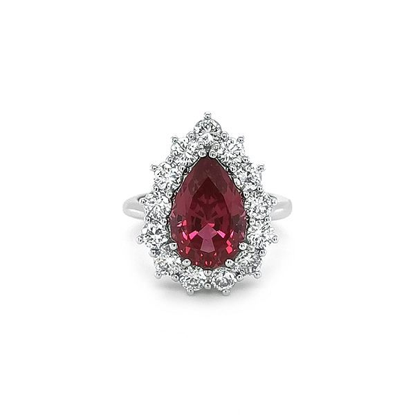 Gold Ring with Red Spinel and Diamonds