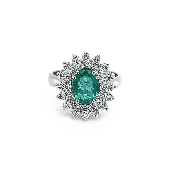 Gold Ring with Emerald and Diamonds