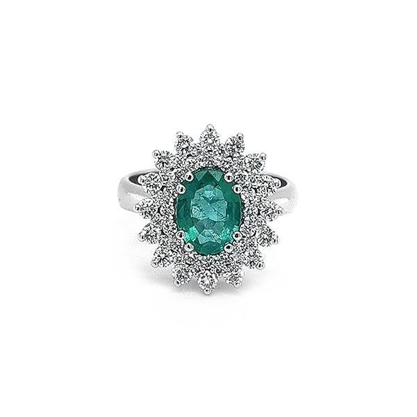 Gold Ring with Emerald and Diamonds