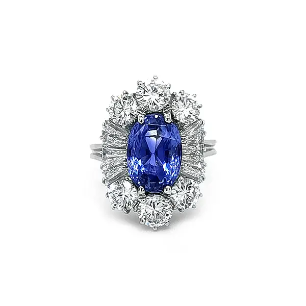 Gold Ring with Sapphire and Diamonds