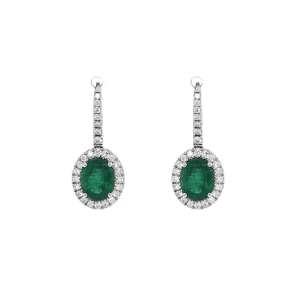 Gold Earrings with Emeralds and Diamonds