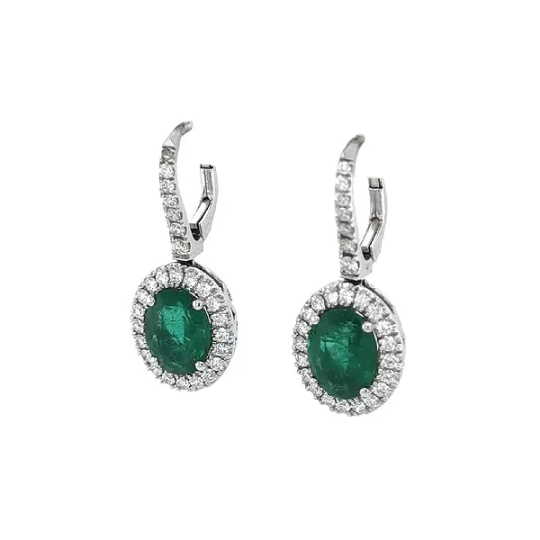 Gold Earrings with Emeralds and Diamonds