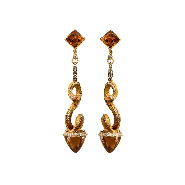 Gold Earrings Carrera y Carrera Mythology Snake Antique