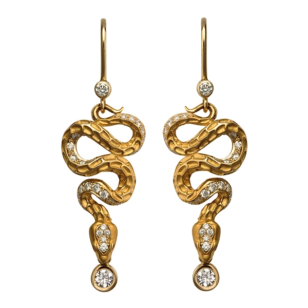 Gold Earrings with Diamonds Carrera y Carrera Mythology Snake Diamond