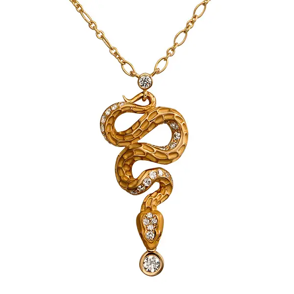Gold Pendant with Diamonds Carrera y Carrera Mythology Snake Diamond