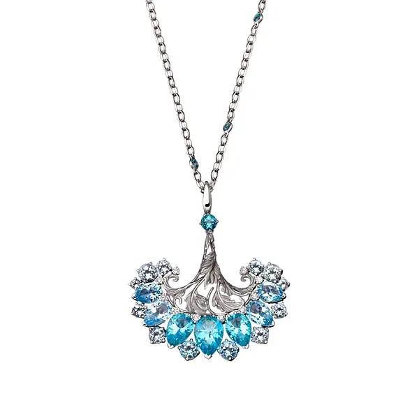 Gold Pendant with Blue Topaz and Diamonds Magerit Gea Genus
