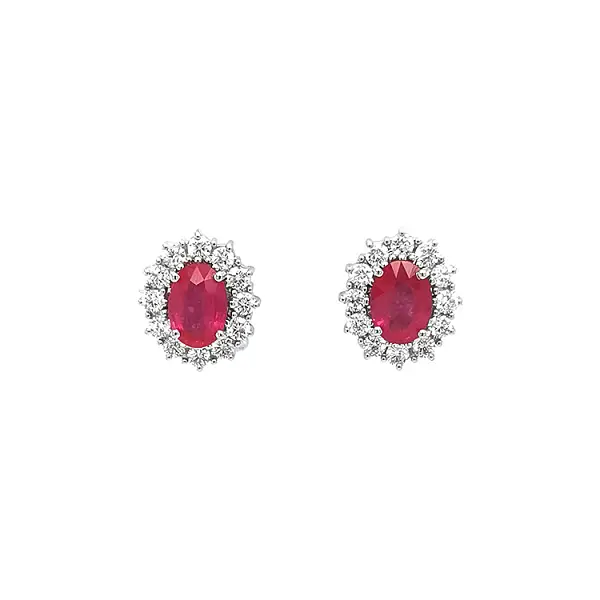 Gold Earrings with Rubies and Diamonds