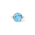 Luxury Ring with Blue Topaz and Diamonds in Rose Gold