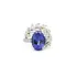 White Gold Ring with Tanzanite and Leaf-Shaped Diamonds