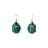 Gold Earrings with Malachite and Emeralds