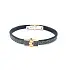 Gold Bracelet Baraka with Leather and Black Diamonds BR231081
