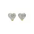 Gold Earrings in Heart Shape Decorated with Small Rhinestones